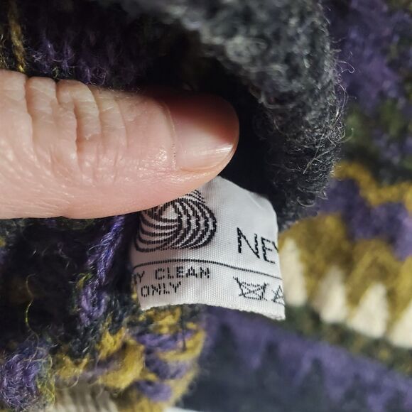 L Ireland Kolor Knits Wool Vest Sawtooth Vintage Button Cardigan Stripes Grandma - Picture 5 of 9